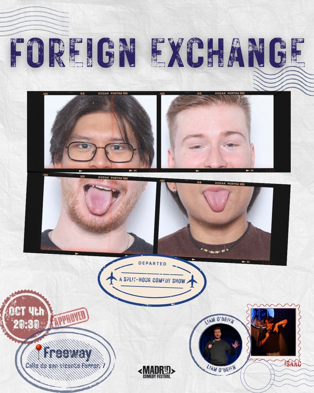 Poster for Foreign Exchange, a comedy show by Liam and Isaac