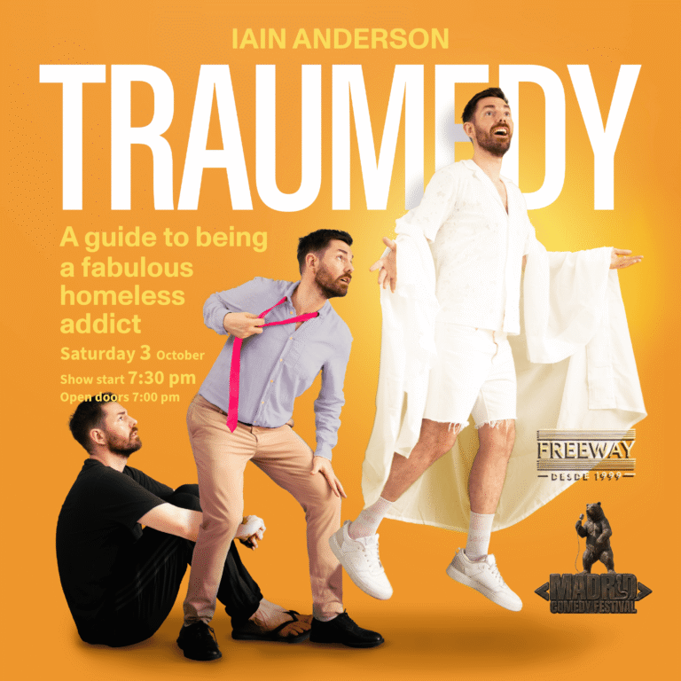 Cartel de Traumedy con Iain Anderson