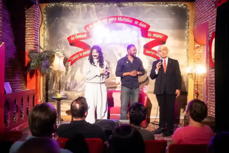 Three performers sharing the stage at Picnic